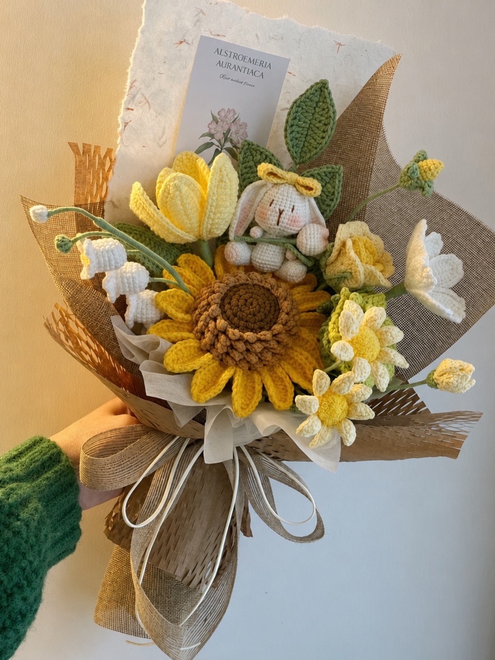 Handmade Yellow Sunflower Crochet Bouquet by
